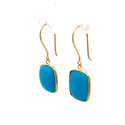 6.25 Cabochon Turquoise Drop Earrings in 18k