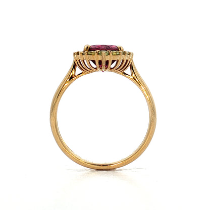 .74 Rhodolite Garnet & Peridot Cocktail Ring 14k
