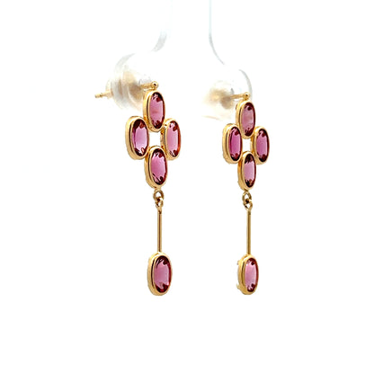 2.30 Pink Tourmaline Drop Earrings in 18k