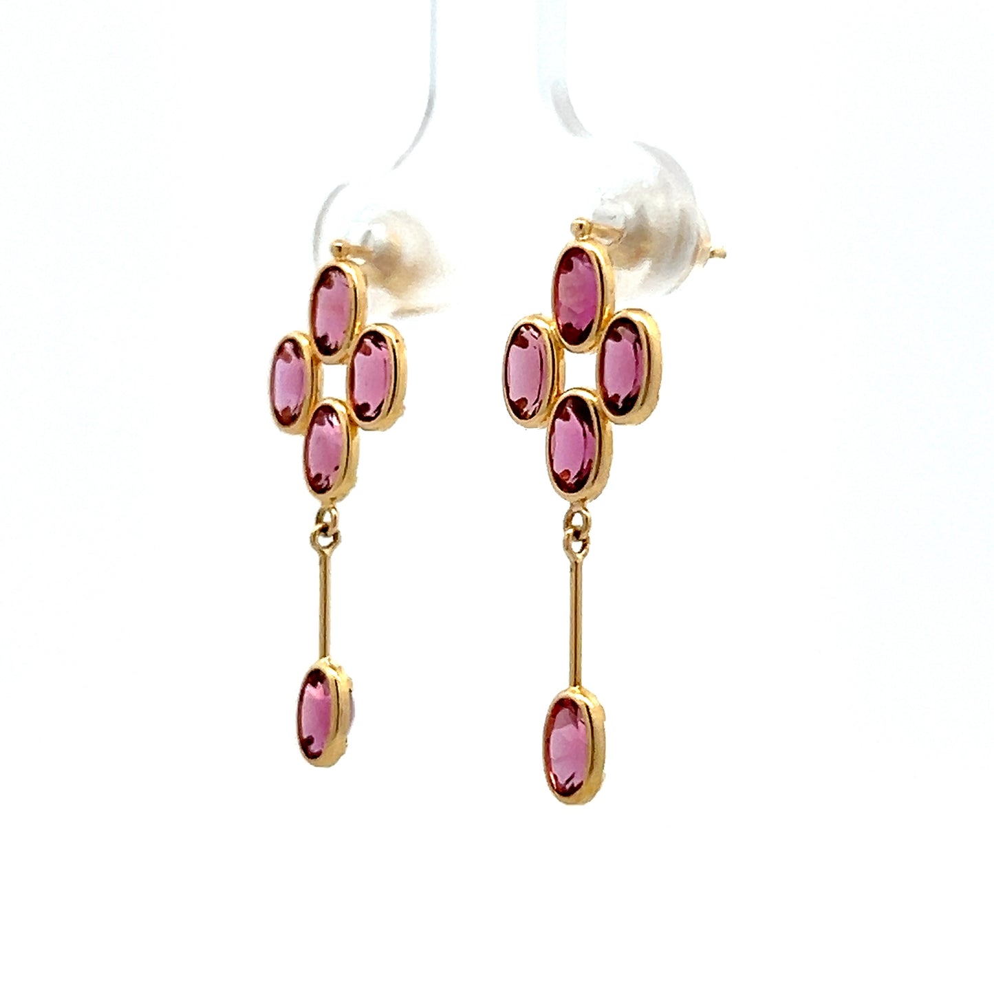 2.30 Pink Tourmaline Drop Earrings in 18k