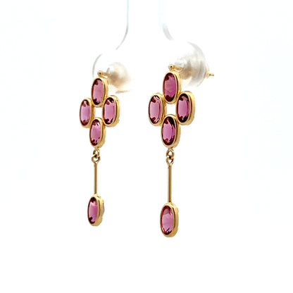 2.30 Pink Tourmaline Drop Earrings in 18k