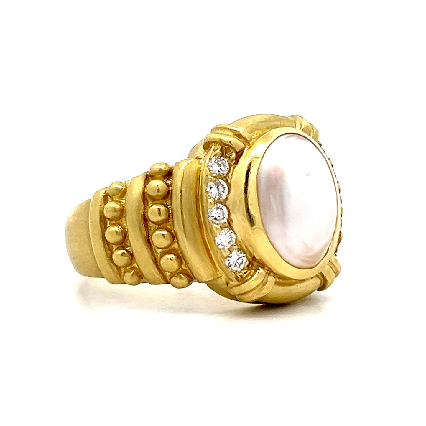 Judith Ripka Mabe Pearl & Diamond Cocktail Ring in 18k