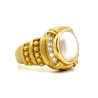 Judith Ripka Mabe Pearl & Diamond Cocktail Ring in 18k