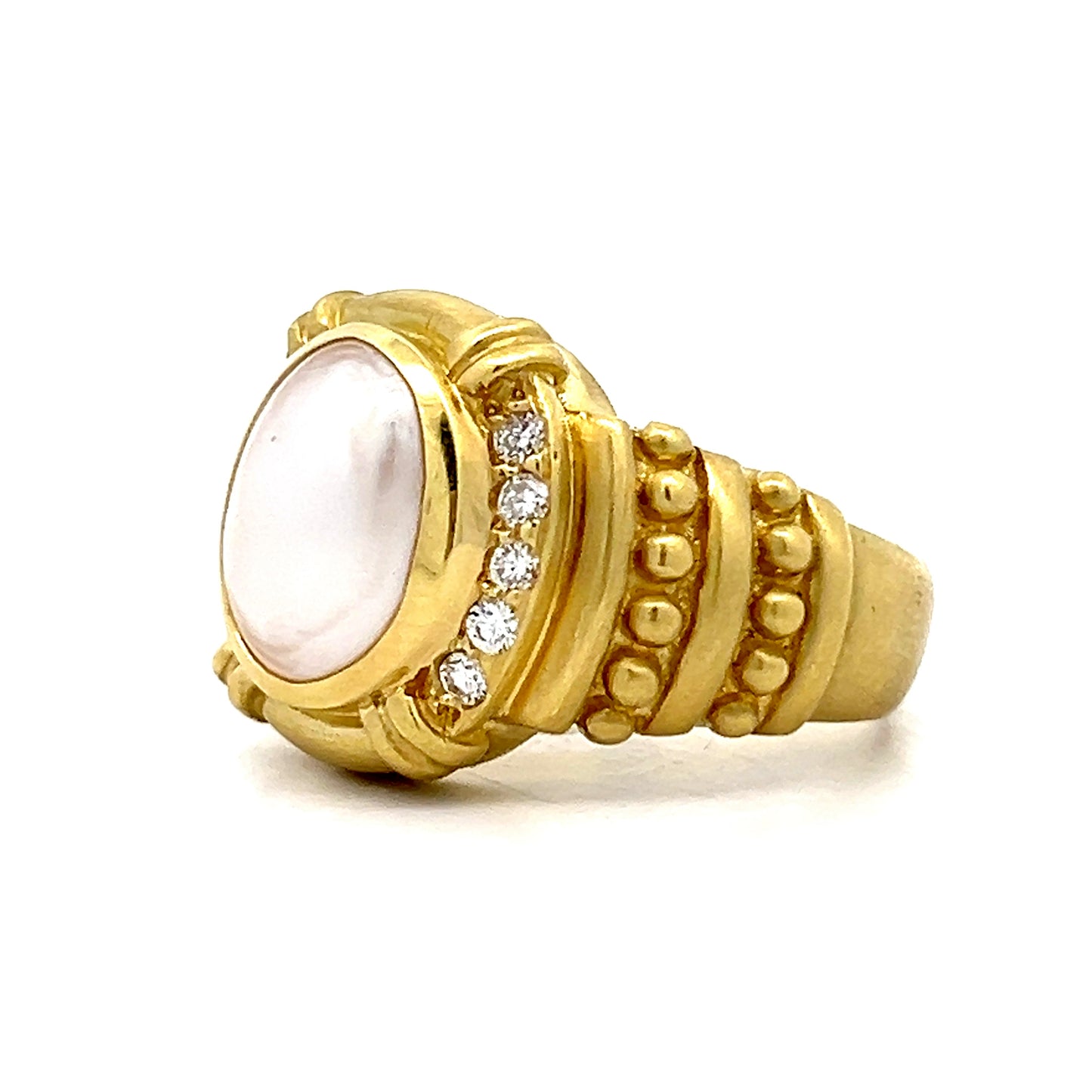 Judith Ripka Mabe Pearl & Diamond Cocktail Ring in 18k