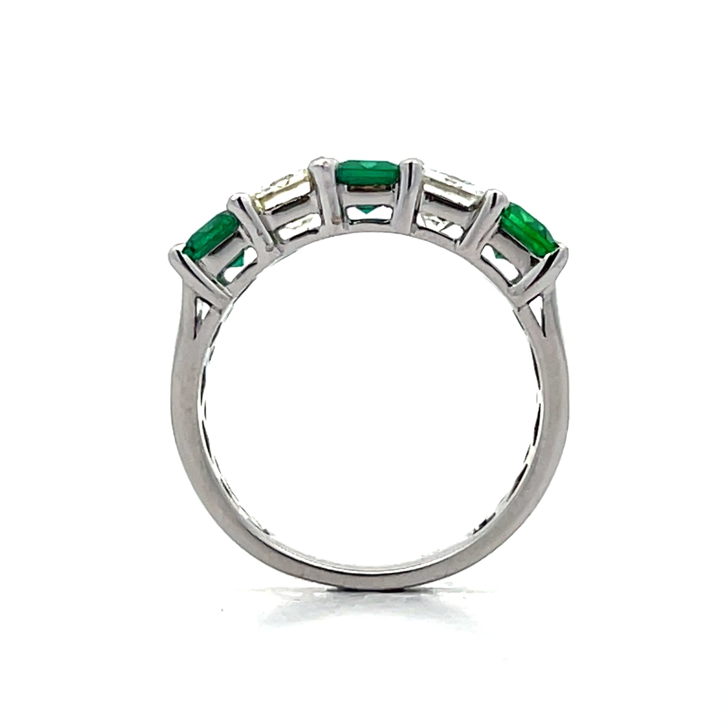Emerald Cut Emerald & Diamond Band in 18k