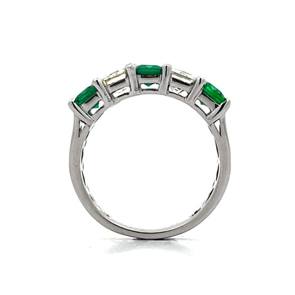 Emerald Cut Emerald & Diamond Band in 18k
