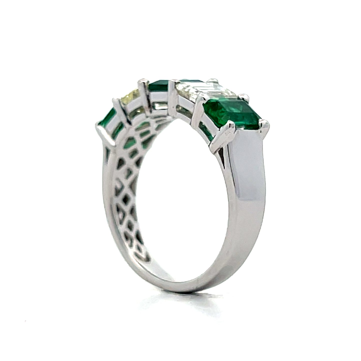 Emerald Cut Emerald & Diamond Band in 18k