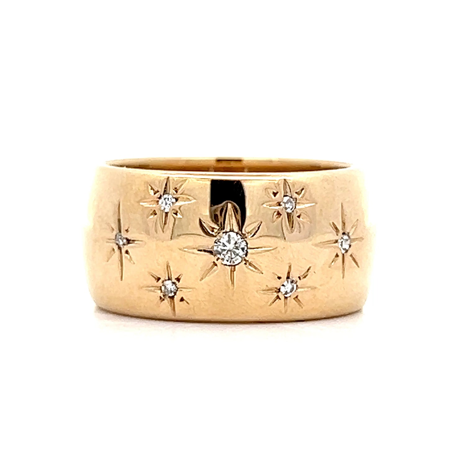 Cigar Diamond Band in 14k Yellow Gold