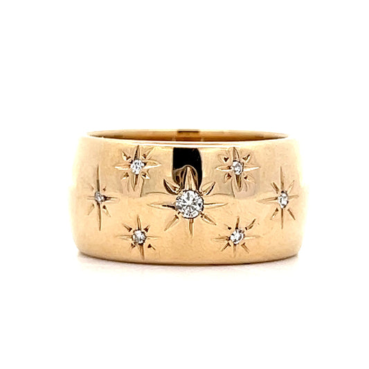 Cigar Diamond Band in 14k Yellow Gold