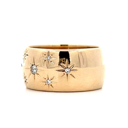 Cigar Diamond Band in 14k Yellow Gold