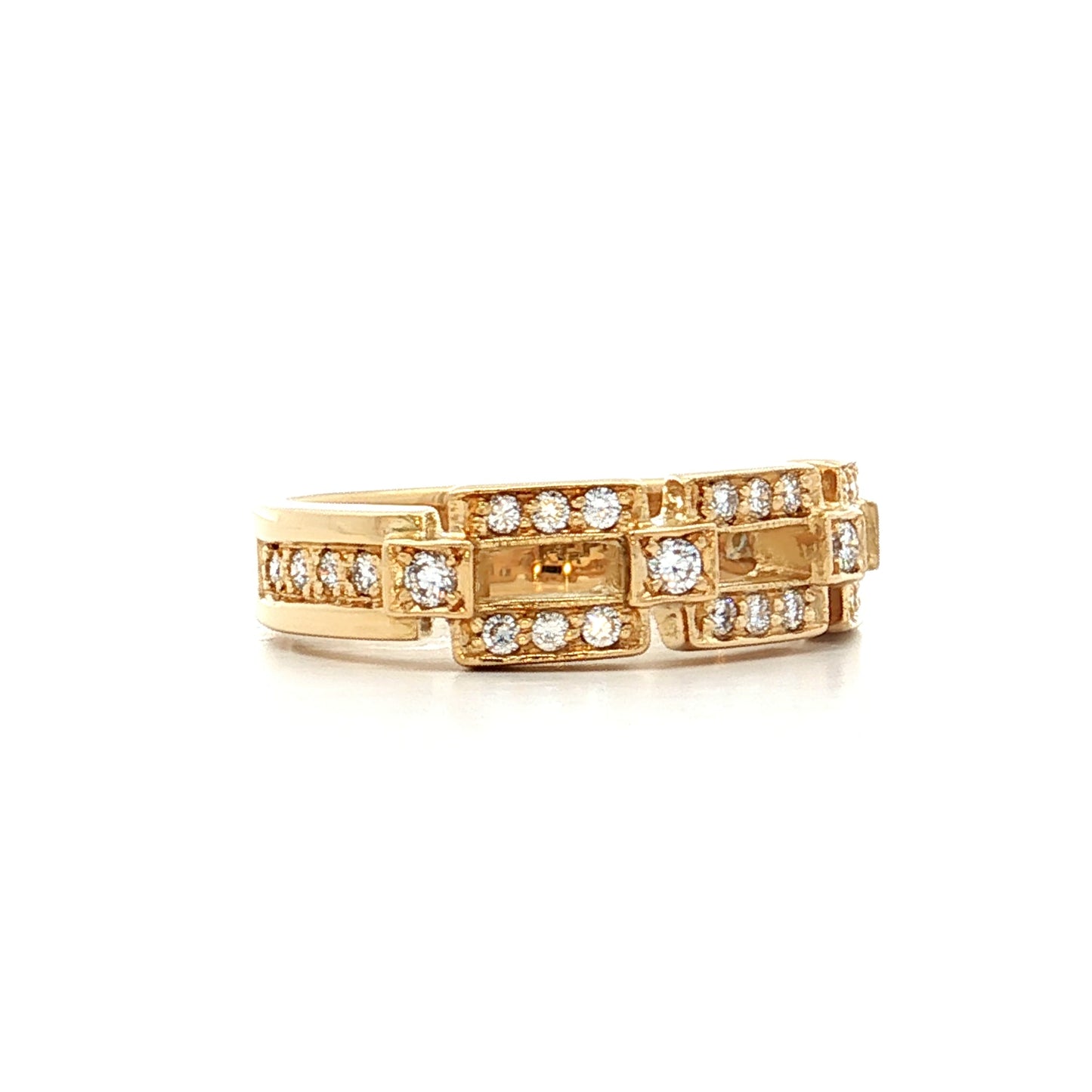 .34 Diamond Chain Link Ring 18k Yellow Gold