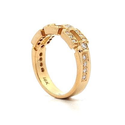 .34 Diamond Chain Link Ring 18k Yellow Gold