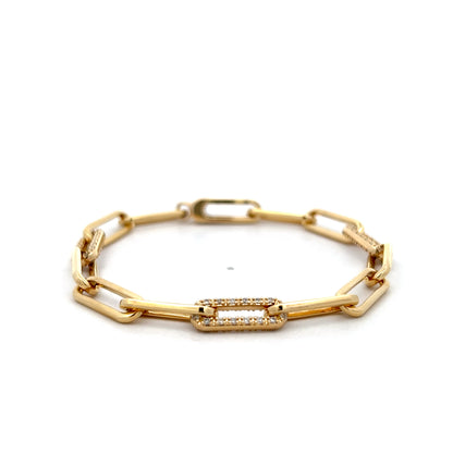 .75 Diamond Paperclip Bracelet in 14k Yellow Gold