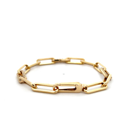 .75 Diamond Paperclip Bracelet in 14k Yellow Gold