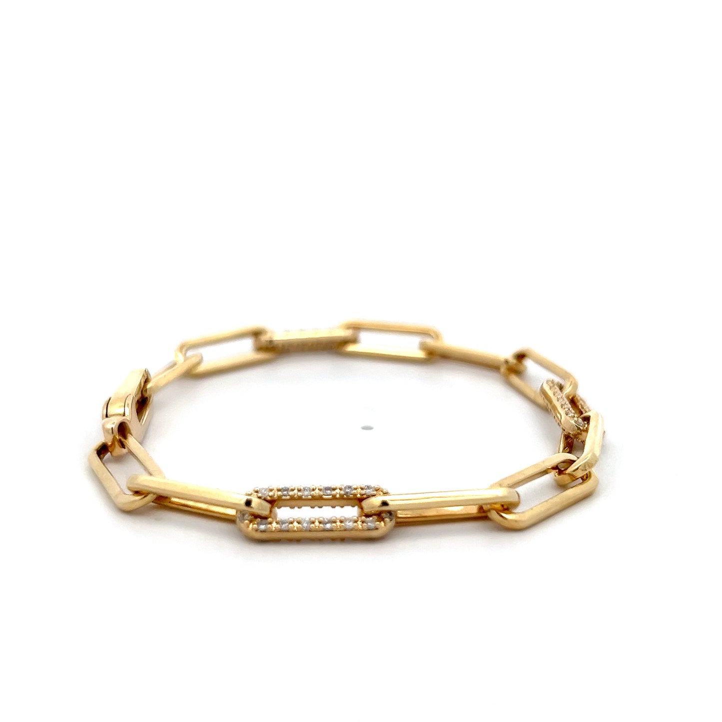 .75 Diamond Paperclip Bracelet in 14k Yellow Gold