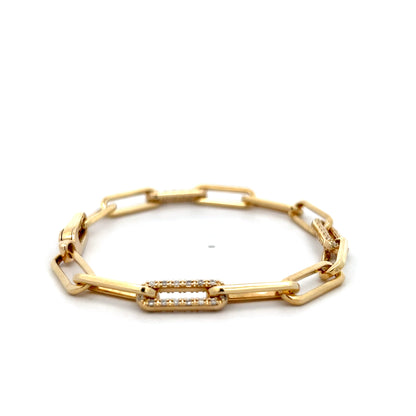 .75 Diamond Paperclip Bracelet in 14k Yellow Gold