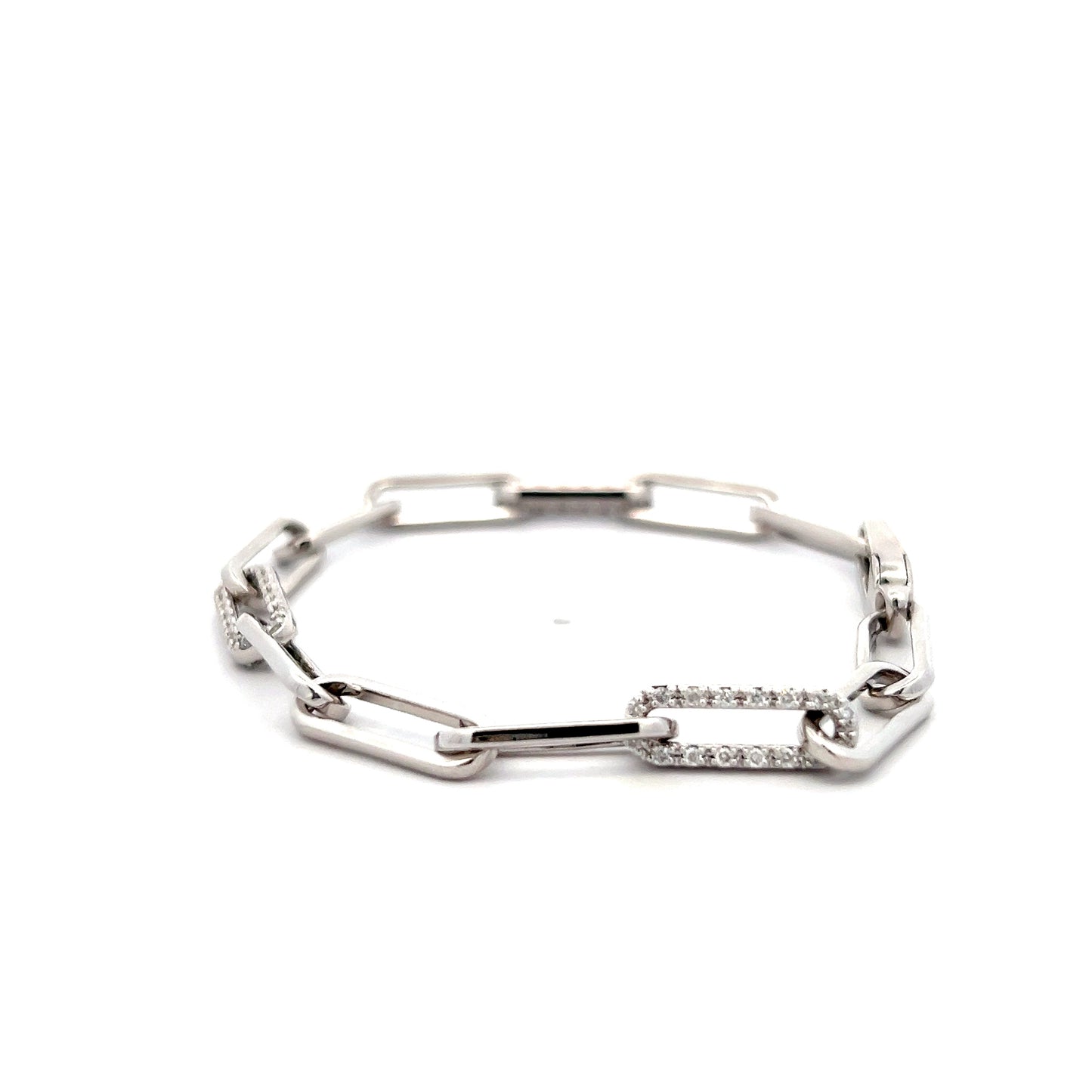 .75 Diamond Paperclip Bracelet in 14k White Gold