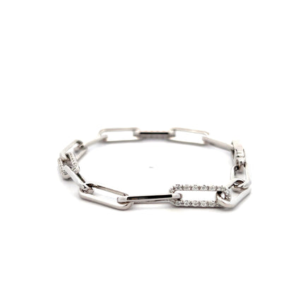 .75 Diamond Paperclip Bracelet in 14k White Gold
