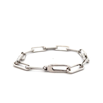 .75 Diamond Paperclip Bracelet in 14k White Gold