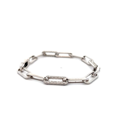 .75 Diamond Paperclip Bracelet in 14k White Gold
