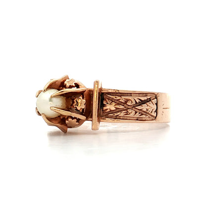 Antique Victorian Pearl Ring 14k Rose Gold