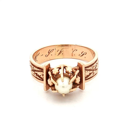 Antique Victorian Pearl Ring 14k Rose Gold