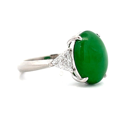 4.41 Cabochon Jadeite & Diamond Cocktail Ring Platinum