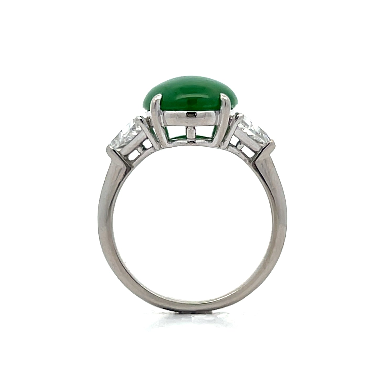 4.41 Cabochon Jadeite & Diamond Cocktail Ring Platinum