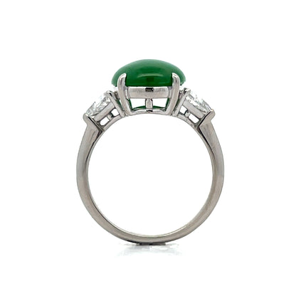 4.41 Cabochon Jadeite & Diamond Cocktail Ring Platinum