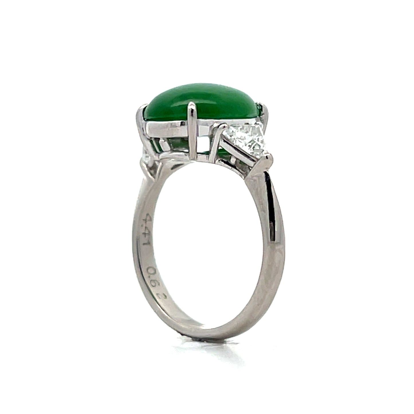 4.41 Cabochon Jadeite & Diamond Cocktail Ring Platinum