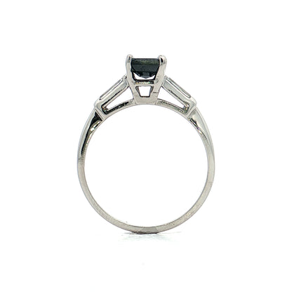 1.17 Vintage Emerald Cut Diamond Engagement Ring Platinum