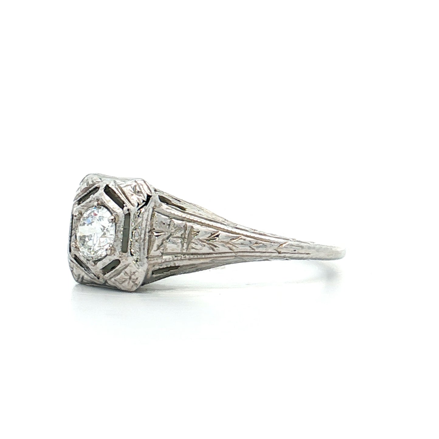 .24 Antique Deco Filigree Engagement Ring 18k