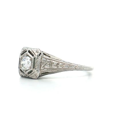 .24 Antique Deco Filigree Engagement Ring 18k