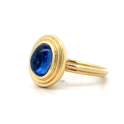 3.53 Cabochon Sapphire Cocktail Ring 18k Yellow Gold