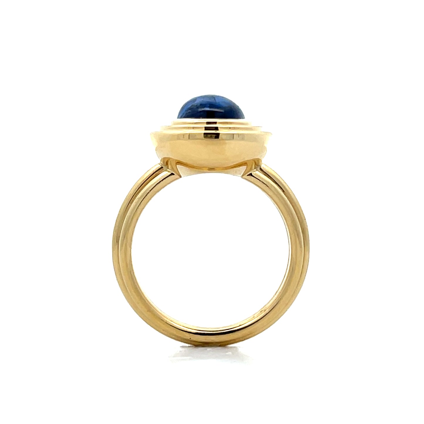 3.53 Cabochon Sapphire Cocktail Ring 18k Yellow Gold
