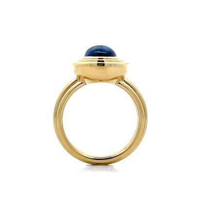 3.53 Cabochon Sapphire Cocktail Ring 18k Yellow Gold
