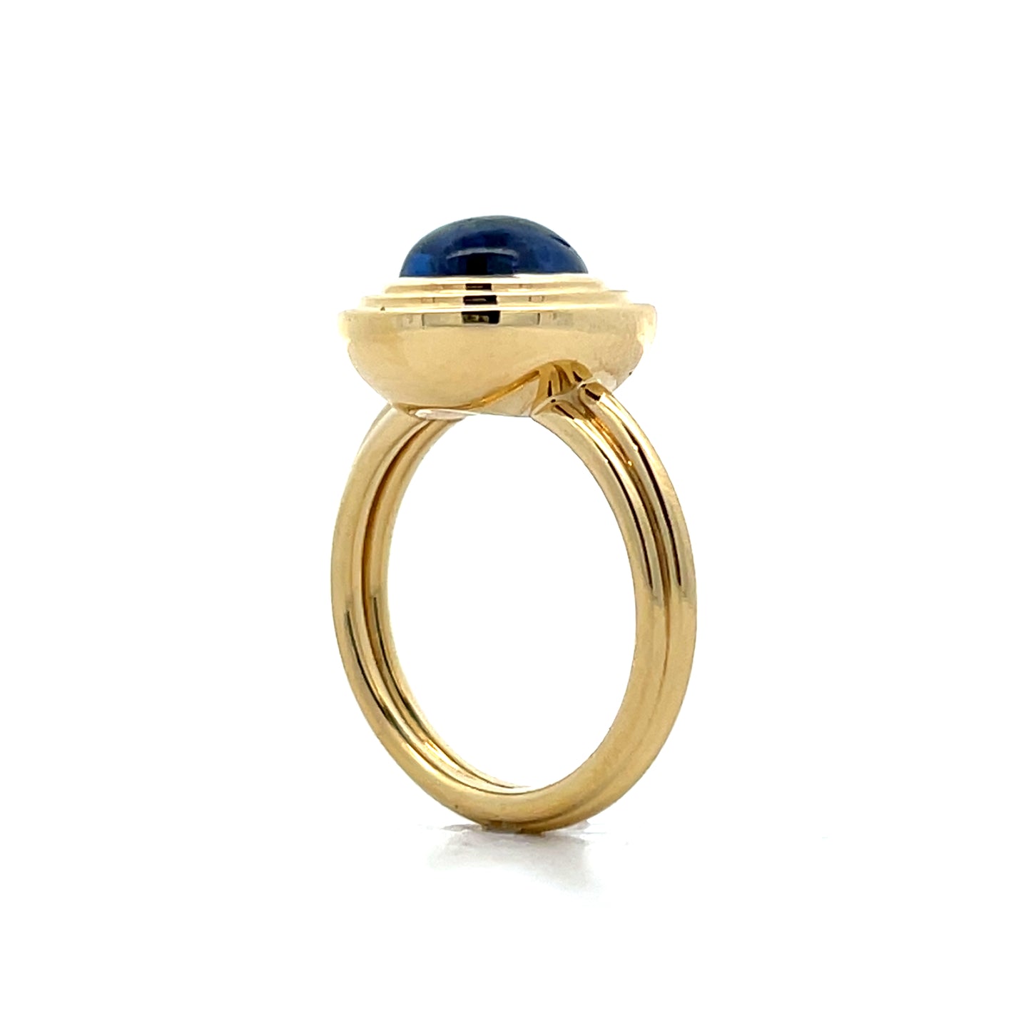 3.53 Cabochon Sapphire Cocktail Ring 18k Yellow Gold