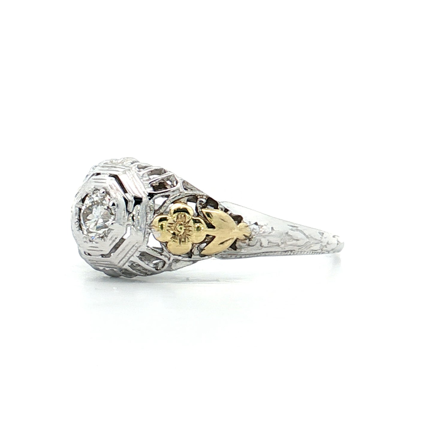 .22 Antique Deco Diamond Filigree Engagement Ring 18k