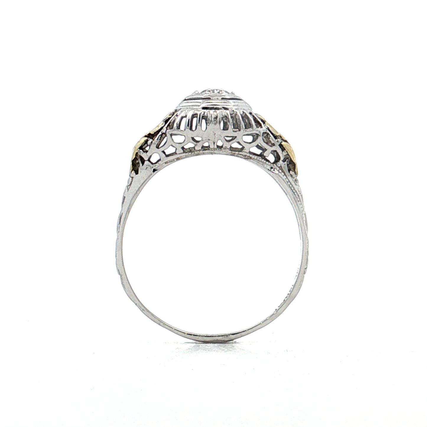 .22 Antique Deco Diamond Filigree Engagement Ring 18k