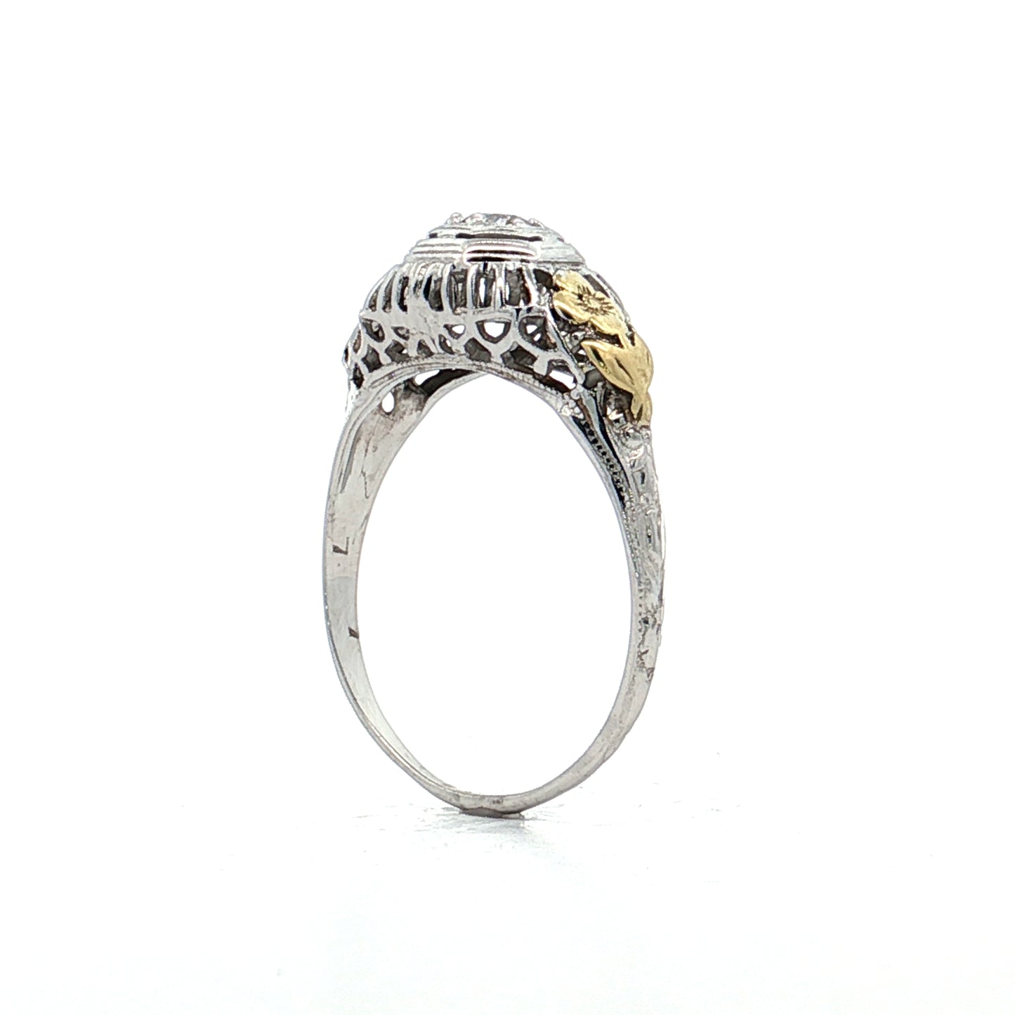 .22 Antique Deco Diamond Filigree Engagement Ring 18k