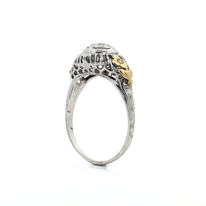 .22 Antique Deco Diamond Filigree Engagement Ring 18k