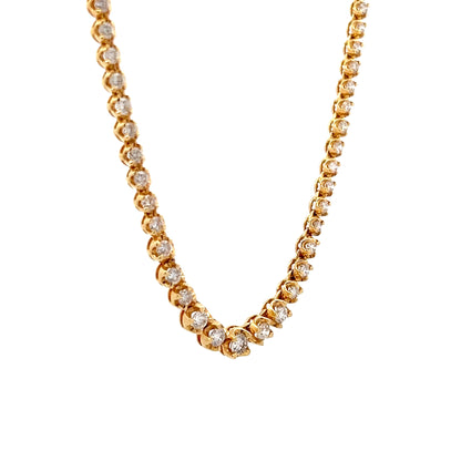 5 Carat Diamond Riviera Necklace in 18k Yellow Gold