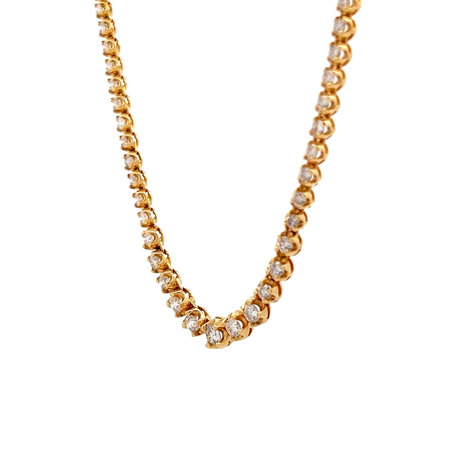 5 Carat Diamond Riviera Necklace in 18k Yellow Gold