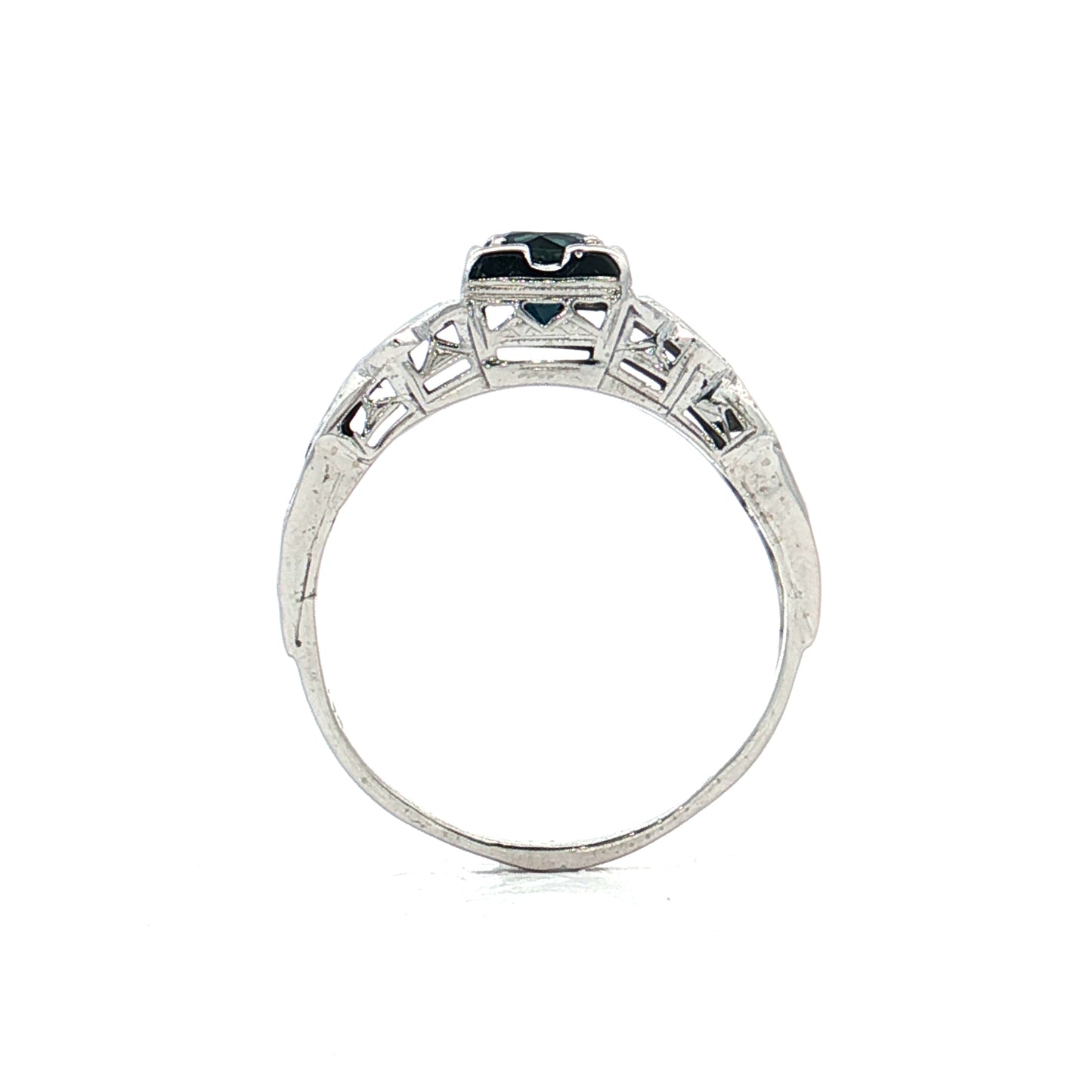 .65 Antique Deco Sapphire Engagement Ring 18k