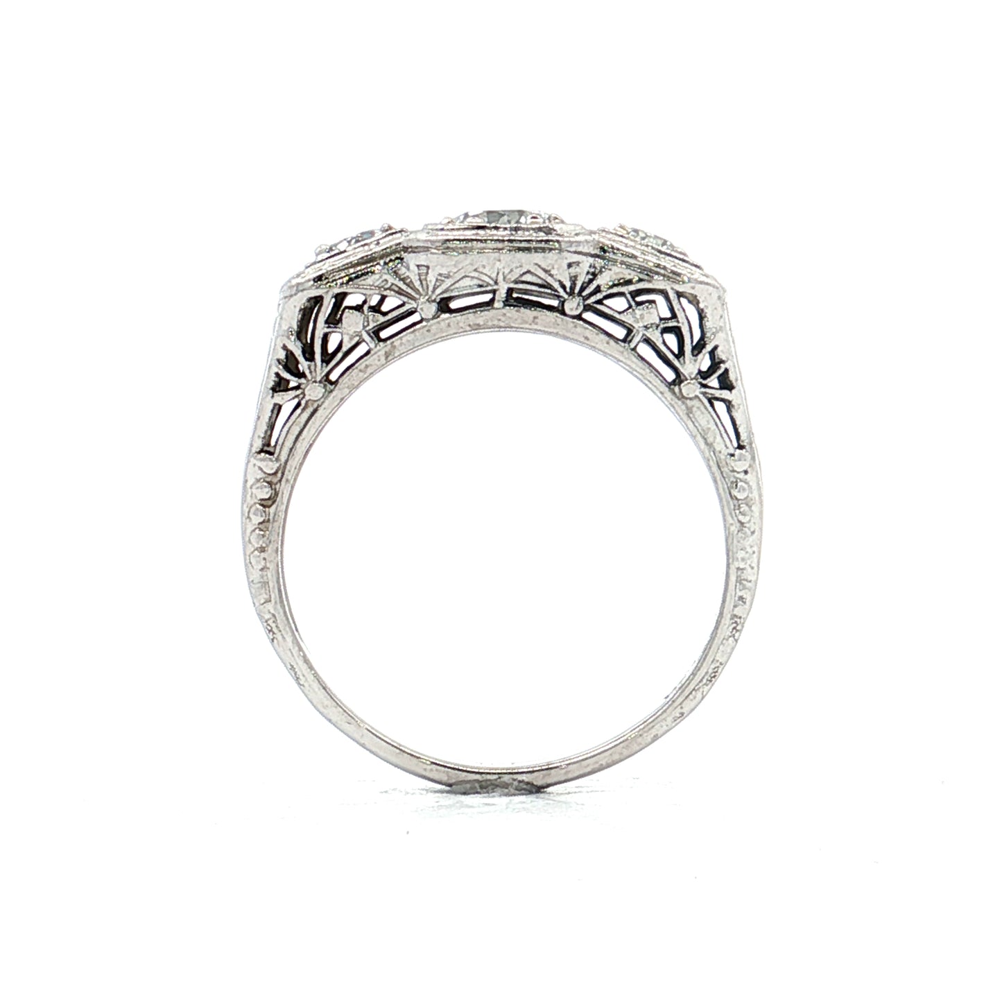 .40 Antique Three Stone Engagement Ring in 18k