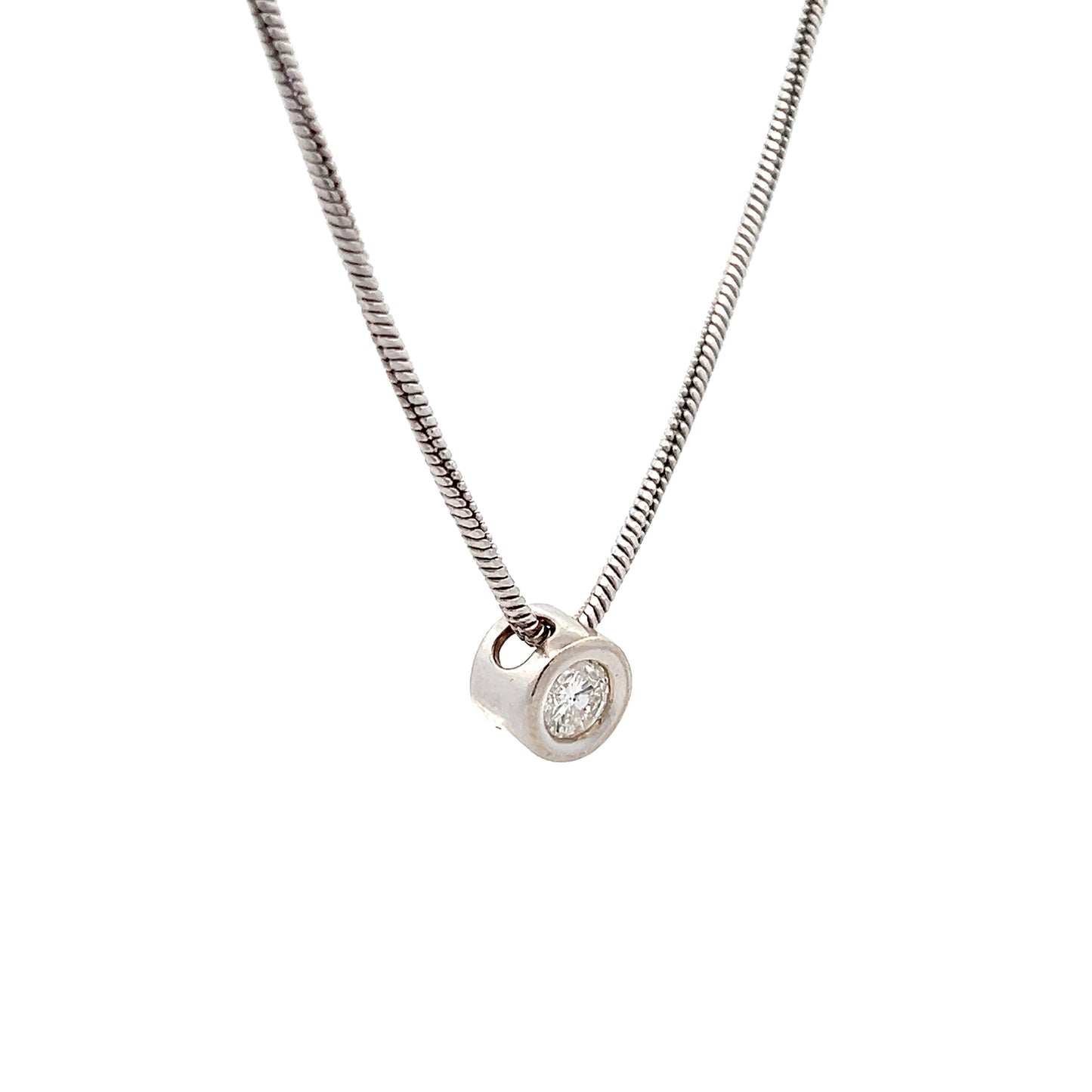 .50 Round Diamond Solitaire Bezel Necklace 14k
