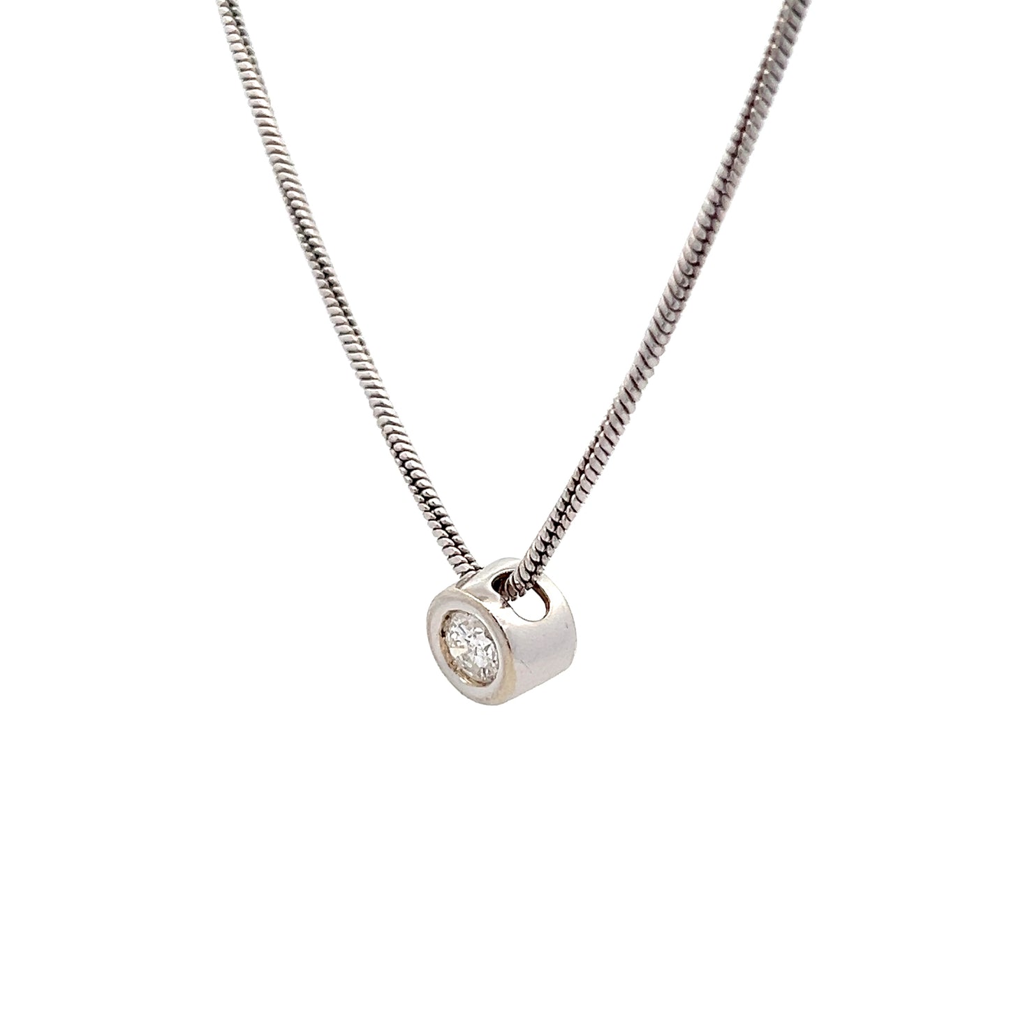 .50 Round Diamond Solitaire Bezel Necklace 14k