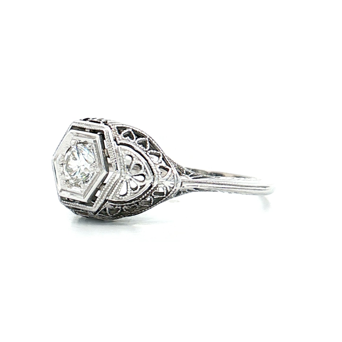 .28 Antique Deco Diamond Filigree Engagement Ring 18k