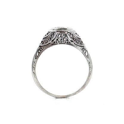 .28 Antique Deco Diamond Filigree Engagement Ring 18k