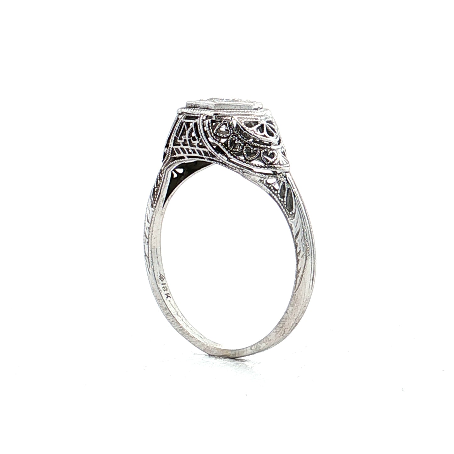 .28 Antique Deco Diamond Filigree Engagement Ring 18k